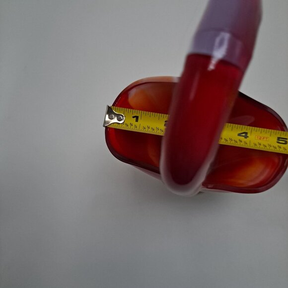 Imperial Slag Glass Basket Swirled Red & White Design Vintage Decorative Piece - Picture 9 of 16